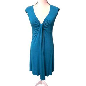 2/$30 Express Teal Low V Open Back Soft Lightweight Dress Sz. S #2304